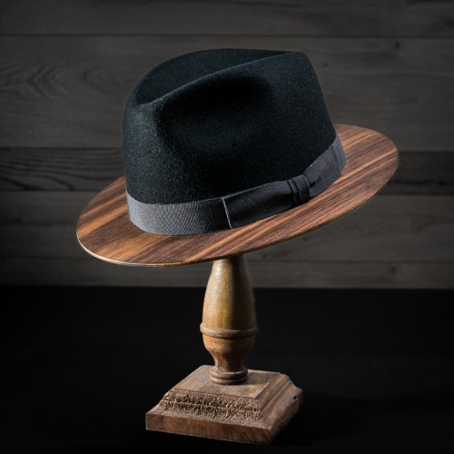 Plstený klobúk s dreveným okrajom - Orech americký, obvod 56cm